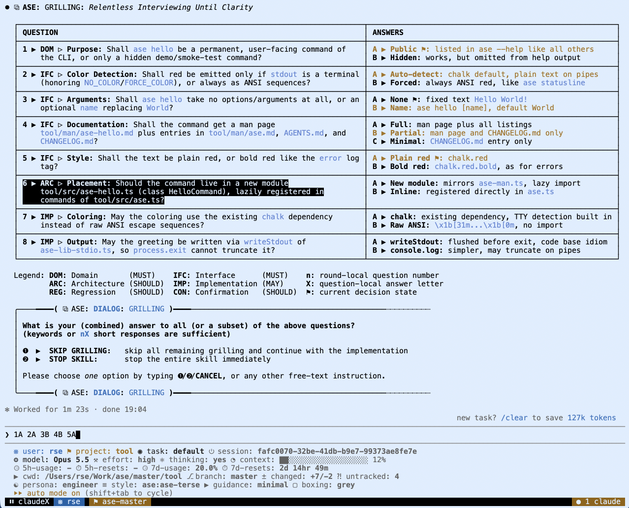 Grilling a query with /ase-code-edit --grill